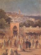 Eugene Delahogue Place du marche a Tanger (mk32) France oil painting artist
